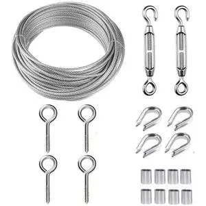 304 Stainless Steel Wire Rope Turnbuckle Kit Zinc Plated Snap Hook Eye Bolt Sleeves Clip Thimble Sunshade Awnings Pergolas Grape