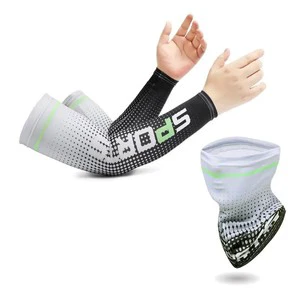 Unisex Printed Cycling Arm Sleeves Mask Set Cover Running UV Protection Football Basketball Arm Sleeves