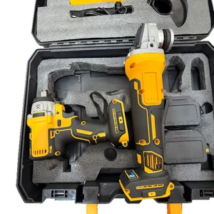 21V Brushless Combo Kit Cordless Angle Grinder and Impact Drill Set Compatible with DeWalt 20V Battery for Construction