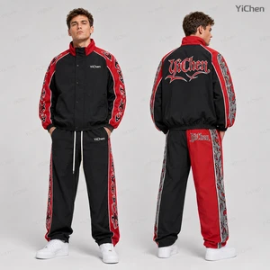 Custom Embroidery logo Long Sleeves Tee Shirt and Short 2 Piece Set Summer Boxy Streetwear Suit for Men Turn-down Collar