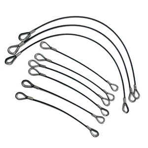 C-PIN Black PVC Coated Galvanized Steel Wire Rope with Double Loops and Thimble Details