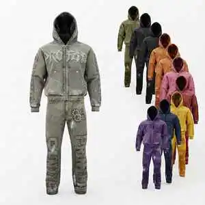2026 New Winter Men's Two Piece Sets Hoodie Jogger Set Comfortable Casual Fashionable Breathable Heavy Weight Fleece Streetwear