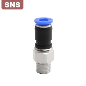SNS NRC Series One-Touch Pneumatic Quick Fitting Male Straight Brass Air Hose Tube Connector Low Speed Brass Rotary Fitting