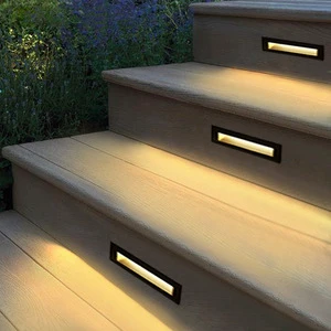 Outdoor Aluminum Waterproof Embedded Horizontal LED Footlight for Garden Villa Step Stairway Corridor Corner Staircase Tempered