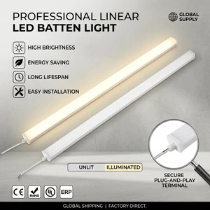 High Brightness IP65 Waterproof LED Linear Batten Light LED Tube Light for Garage Workshop Office Warehouse Lighting