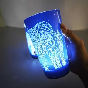 Customized LOGO Liquid Activated 12oz 14oz 16oz LED Glow Light Luminous Cup for Bar Night Club Party