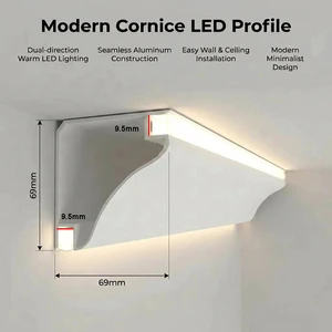 Aluminum LED Corner Ceiling Profile Dual-Side Lighting Aluminum Channel With Milky Diffuser For Wall Ceiling Cornice Decoration