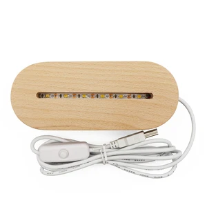 Wholesale Acrylic Led Base Wood 3D Night Light Display Base With Button Switch