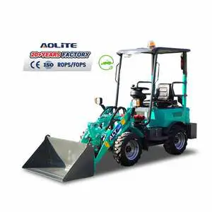 AOLITE E604 Battery 4 Wheel Drive Small Mini Electric Bucket Forklift Wheel Loaders Landscaping With Battery Charger