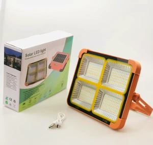 High Power Rechargeable LED Floodlight Portable Solar Camping Light for Garden & Outdoor Super Bright with Plastic Body