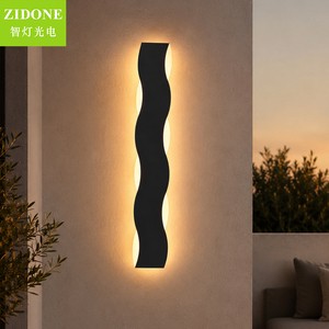 Black Aluminum Long Strip Solar-Powered Waterproof LED Wall Sconce with 3-Year Warranty for Outdoor Use LED Linear Wall Light