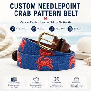 Low MOQ Factory OEM ODM Fashion Genuine Leather Men's Golf Needlepoint Belts for Women Children With Solid Brass Buckle
