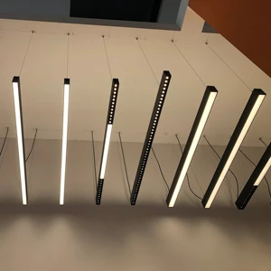 Dimmable Linkable Aluminum LED Tube Lights Suspended Black and White Linear Ceiling Lighting for Shop and Office IP44 Rated