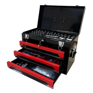 3-Drawer Locking Steel Tool Box with Screw Driver Hand Operated Portable Hard Case OEM for Garage Workshop