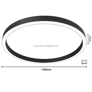 Commercial LED Ceiling Ring Light Black Silver Color Aluminum Channel T5-6063 Aluminum Profile For Indoor Decorative
