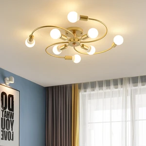 Modern Nordic Gold Home Decorative Luminaire Glass Ball Lights LED Ceiling Lamp Iron E27 Ceiling Light for Bedroom Living Room