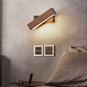 PM Walnut Wood Rotatable LED Wall Lamp Corridor Indoor Bedroom Background Wall Lighting Modern Hotel Creative Wall Fitting Lamp