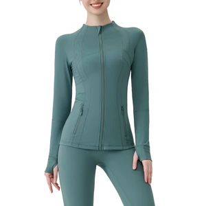 USA Warehouse Women's Athletic Yoga Jacket Set Full Zip Long Sleeve Stretch Running Gym Fitness Jacket Yoga Tops