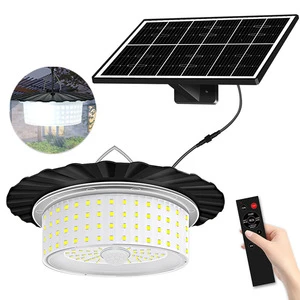 244-LED Solar-Powered Motion-Sensor Remote Control Pendant Light for Sheds Barns 5 Modes IP65 Waterproof for Courtyards Camping