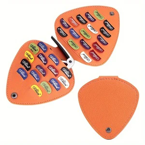 Guitar Picks Holder Case With 32 Pcs Picks for Acoustic Electric Guitar, Picks Storage Leather Bag, Gift for Guitar Players