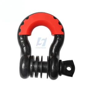 H-ding Forged US Type Galvanized Carbon Steel Anchor Bow Shackle Safety Bolt Pin Drop Rigging PU Protection for Mining Towing