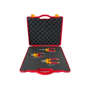3 PCS VDE Certified New Design Insulation Plier Tool Set with Hard Case OEM Customizable 3 Years Warranty Red & Yellow Bicolor