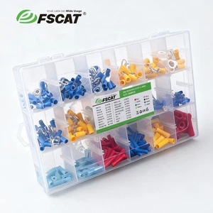 FSCAT 360pcs Wire Connectors - Insulated Electrical Wire Terminals (Copper) - Ring, Butt, Spade, Fork Connector Kit