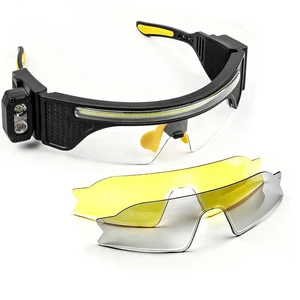 Rechargeable LED Glasses Light With Motion Sensor Car Repair Outdoor Work Headlight Digital Display