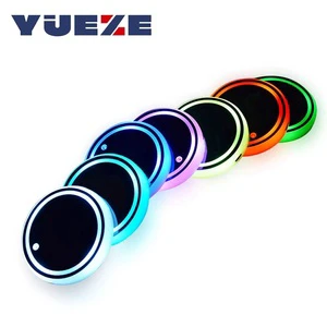 LED Cup Holder Light 7 Colors Changing Light Car Rear Windshield Decorative Light Luminescent Car Interior Coasters Pad Lamp