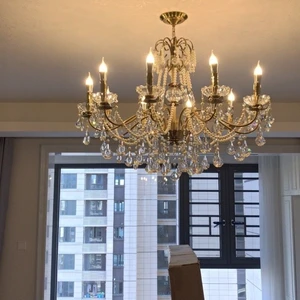 American Retro Crystal LED Lamp Middle Size Vintage Bedroom European Court-Style Living Room Staircase Dining Room French Candle