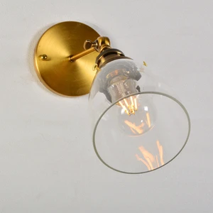 Nordic Modern Brass Decorative Vintage Industrial Amber Glass Cup Wall Lamp for Living Room Bedside Hotel