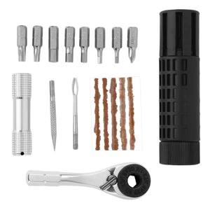 Bike Tire Repair Kit, Portable Ratchet Wrench Set with S2 Alloy Steel Bits for MTB/Road/Touring Tubeless Tire Maintenance