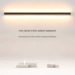 Outdoor Waterproof Low Voltage LED Wall Lamp for Courtyard Exterior Use Horizontal/Vertical Orientation Long Strip Design Door