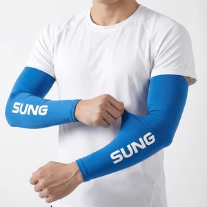 Custom logo Printed Lightweight Stretch Sunscreen Arm Covers Cooling Arm Sleeves for Football Golf Outdoor Work Cycling
