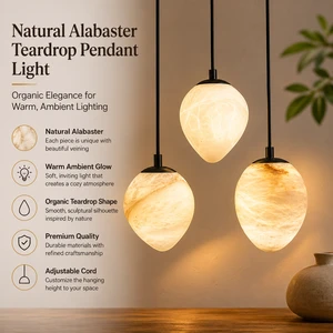 YH Modern Nordic Kitchen Island Alabaster Stone Single Hanging Lamp Pendant Marble Dining Room Chandelier Ceiling Light For Home