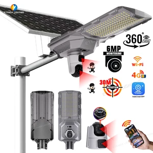 Solar Street Light With Camera 4G Wifi Outdoor Solar Monitoring Lamp 4+2MP CCTV Wireless