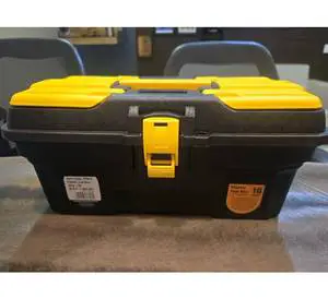 Portable Plastic Tool Box with Top Organizer Heavy Duty Hardware Storage Case with Removable Internal Tray & Single Buckle Lock