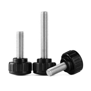 M4x 8mm-40mm Stainless Threaded Thumb Screw Plastic Knurled Round Handle Adjusted Grips Clamping Knob Thumb Screw