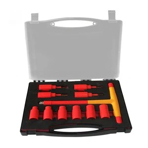 Powerlift OEM 11 VDE Sleeve Insulation Tools Electricians Insulated Socket Tool Set Hard Case Chrome-Vanadium Steel Industrial
