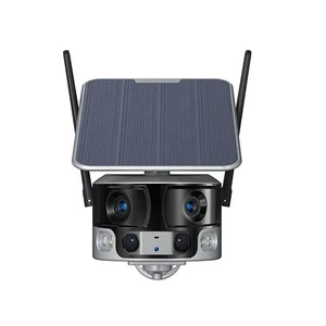Solar Panel 4G Wifi Security Camera 8MP 4K Dual Lens Bullet Camera Rechargeable Battery IP Indoor Camera H.265