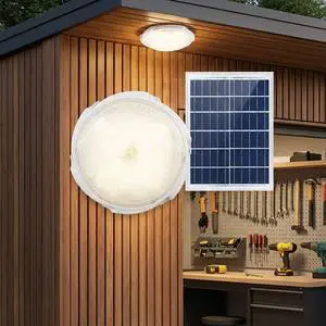 All-Weather Solar Powered Ceiling Light IP67 Waterproof LED Outdoor Lamp Smart Sensor for Front Door Entryway Shed Barn