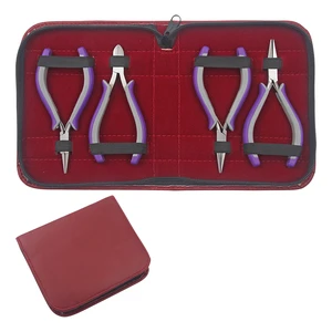 4 pieces Jewelry Pliers Kit With Ergo Handle Size 115mm Chain, Flat, Round Nose Plier, Side Cutter Jewelry Making DIY Pliers Kit