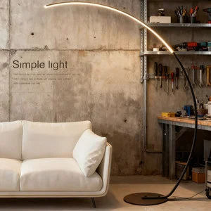 Modern LED Arc Floor Lamp, Dimmable Curved Standing Light, Minimalist Arched Lamp for Living Room Bedroom