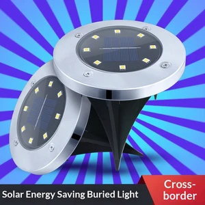 Solar Buried Lights 8LED Stainless Steel Outdoor Grass Lights Courtyard Garden Rainproof Villa Garden Lights