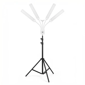 65W Professional 4 Arms LED Fill Light Shadowless Photography Video Lamp Dimmable Bi- Color Beauty Lash Tattoo Light with Tripod