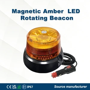 High Bright 12W Amber Rotating Beacon Magnetic Suction Cup Base 12/24V Strobe Warning Beacon Lamp for Agriculture Machinery