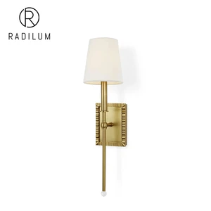 Cross-border Traditional American Luxury Hotel Villa Hallway Bedside Solid Brass Fabric Shade CE UL Certified Sconce Light