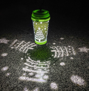 Customized Cup-Shaped Camping Lantern Warm White PVC Waterproof Hollow-Out Design Battery Powered LED Projection Garden