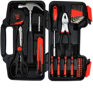 39 Piece Household Tool Kit Small Basic Household Hand Tool Set with Plastic Tool Storage Box