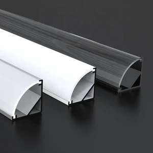 Black 45 Degree Corner Aluminium Extrusion Diffuser LED Strip Light Channel Profile Led//
